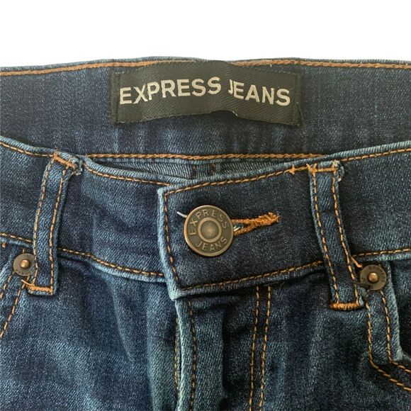 Express Women's Jegging Skinny Jeans Cropped Frayed Leg Size 2 Stretch High Rise - Picture 8 of 8